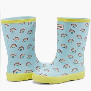 Hunter Kids Blue and Yellow Rain Boots size 12